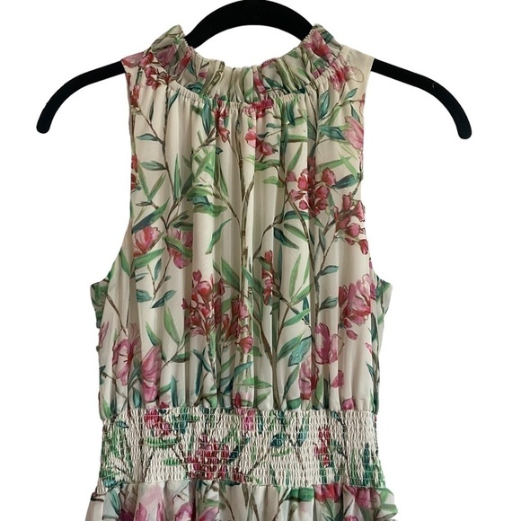 Eliza J Floral Sleeveless High Neck Ruffle Dress, Size 6 - Picture 4 of 9